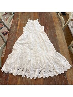 Maeve Anthropologie Eyelet Halter Midi Dress Size 4